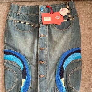 Oilily Embroidered Denim Skirt Nwt